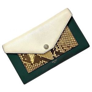 Celine Snakeskin Python Clutch Bag Green White